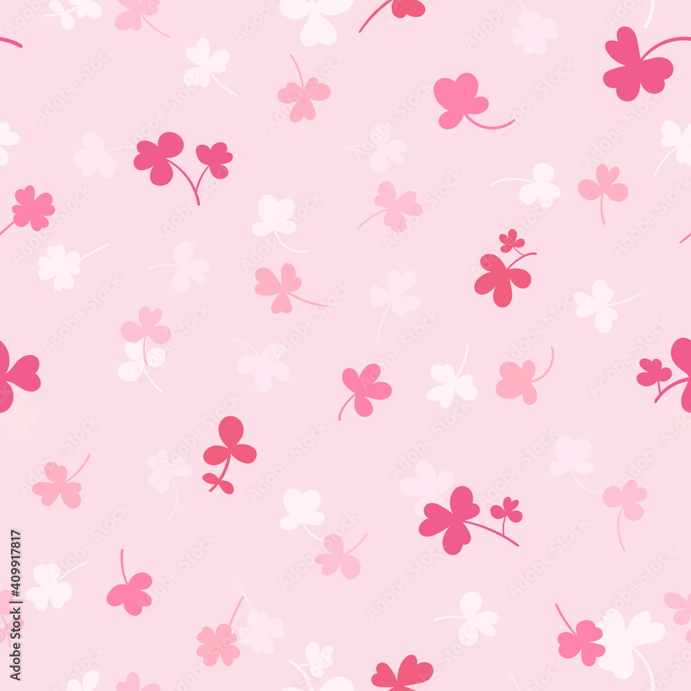 Seamless pattern with clover leaves.Magical plant. Background for St. Patrick's Day. Colorful endless backdrop with trefoils and quatrefoils. Shamrock. Irish story. Seamless pattern with clover leaves.Magical plant. Background for St. Patrick's Day. Colorful endless backdrop with trefoils and quatrefoils. Shamrock. Irish story.