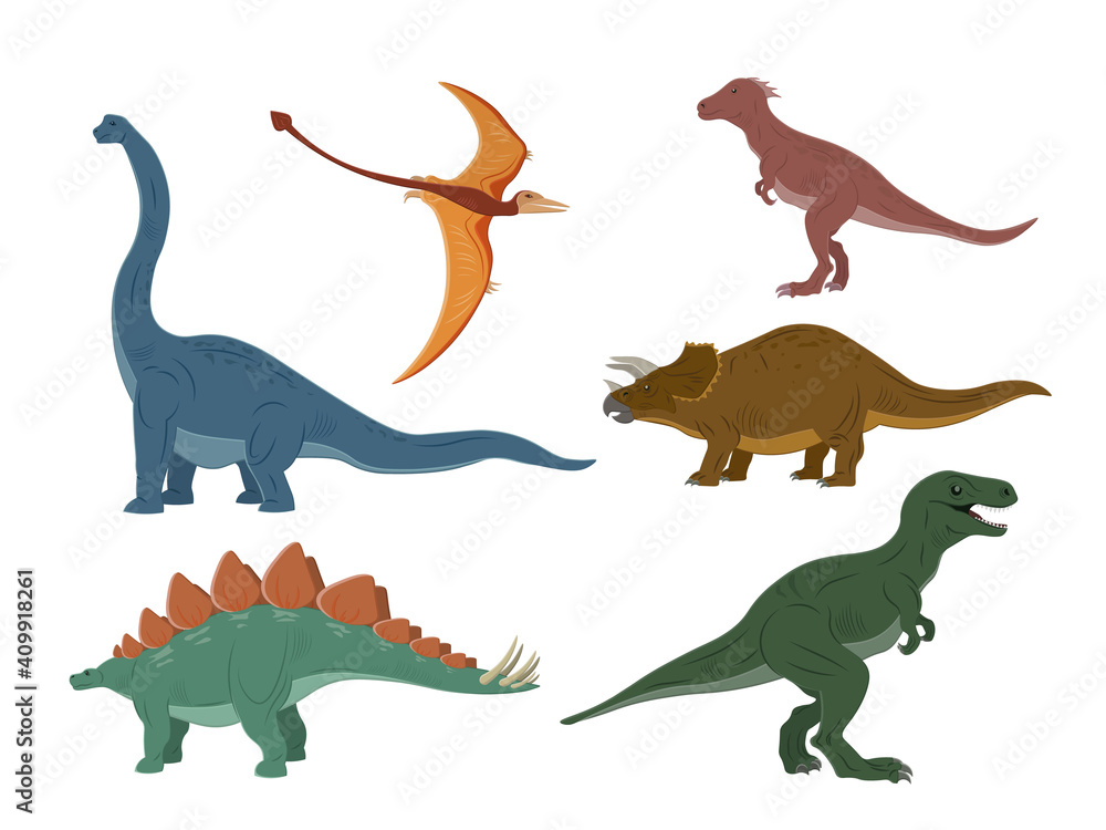 Different type of dinosaurs illustration. Dinosaurs cartoon character ...