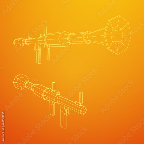 Anti-tank rocket propelled grenade launcher - RPG 7. Wireframe low poly mesh vector illustration.