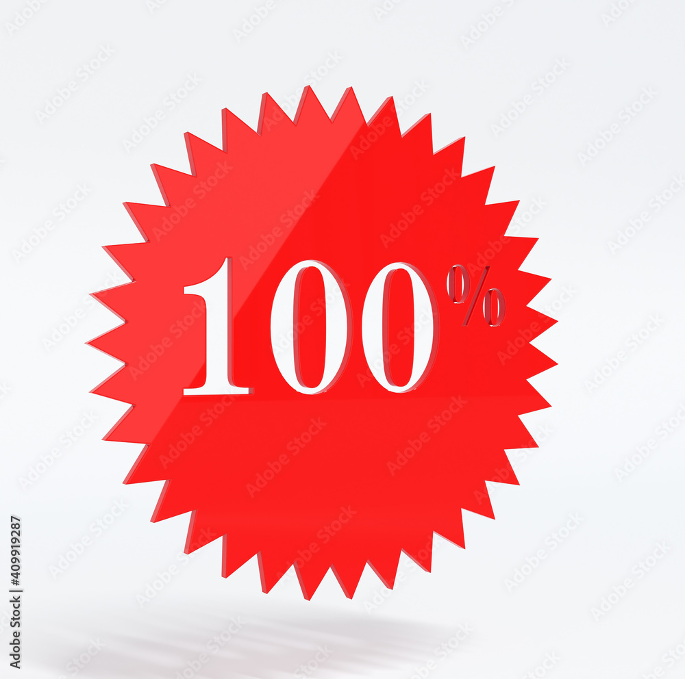 Sale 100 percent in red 3d rendering Sale 100 percent in red 3d rendering