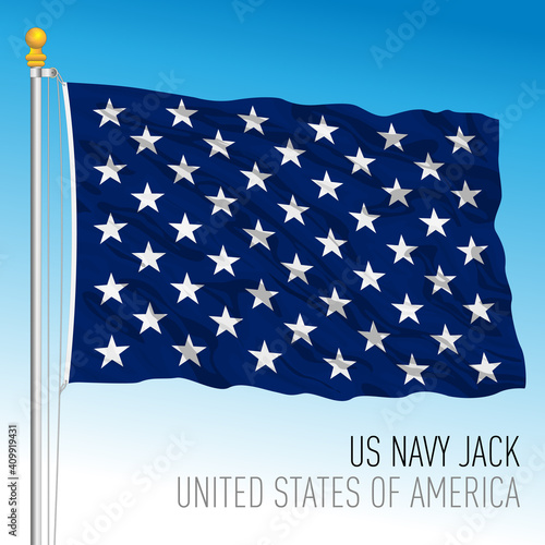US Navy jack flag, United States, vector illustration