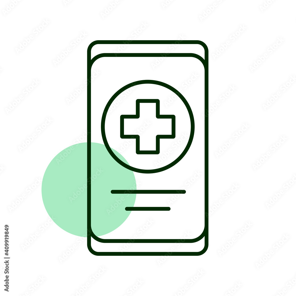 Fototapeta premium Smartphone with medical cross vector icon