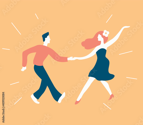 Dancing couple swing rock and roll vector illustration 