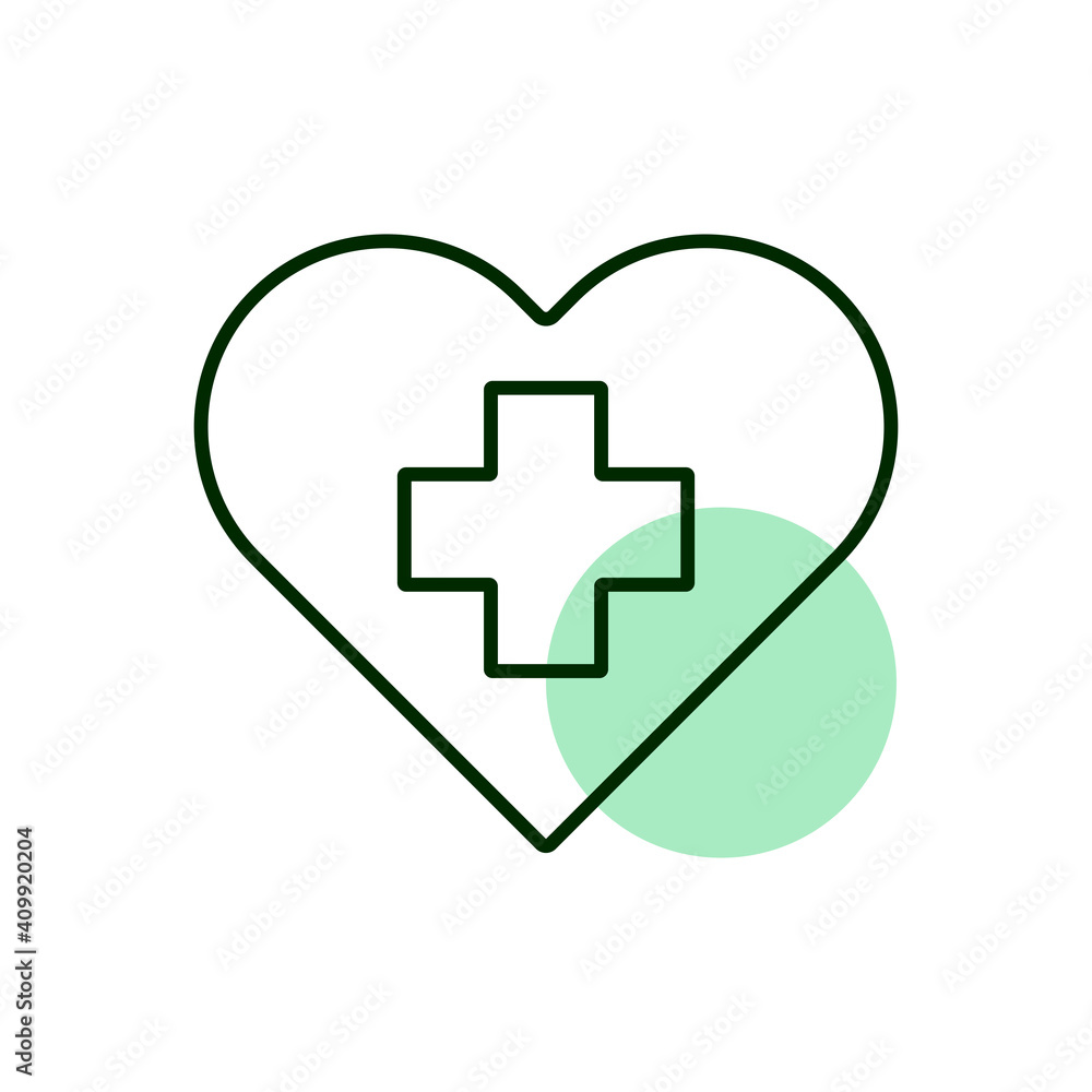 Cross inside heart vector icon. Medical sign Cross inside heart vector icon. Medical sign