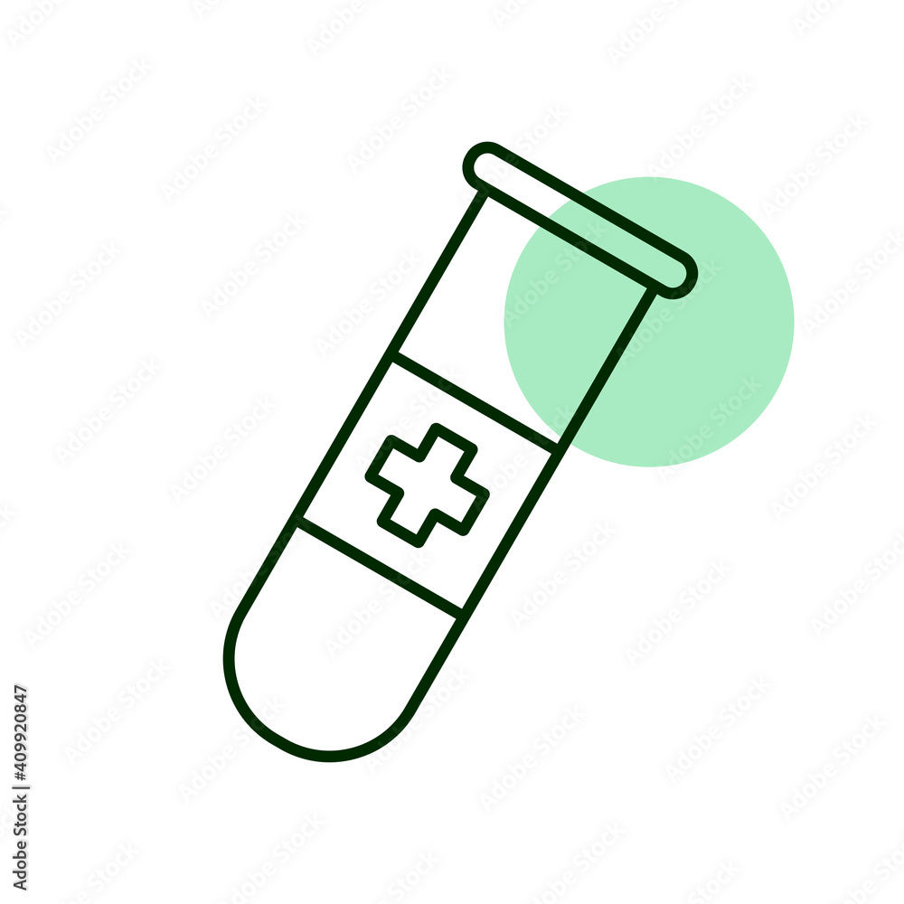Flask with medical cross vector icon Flask with medical cross vector icon