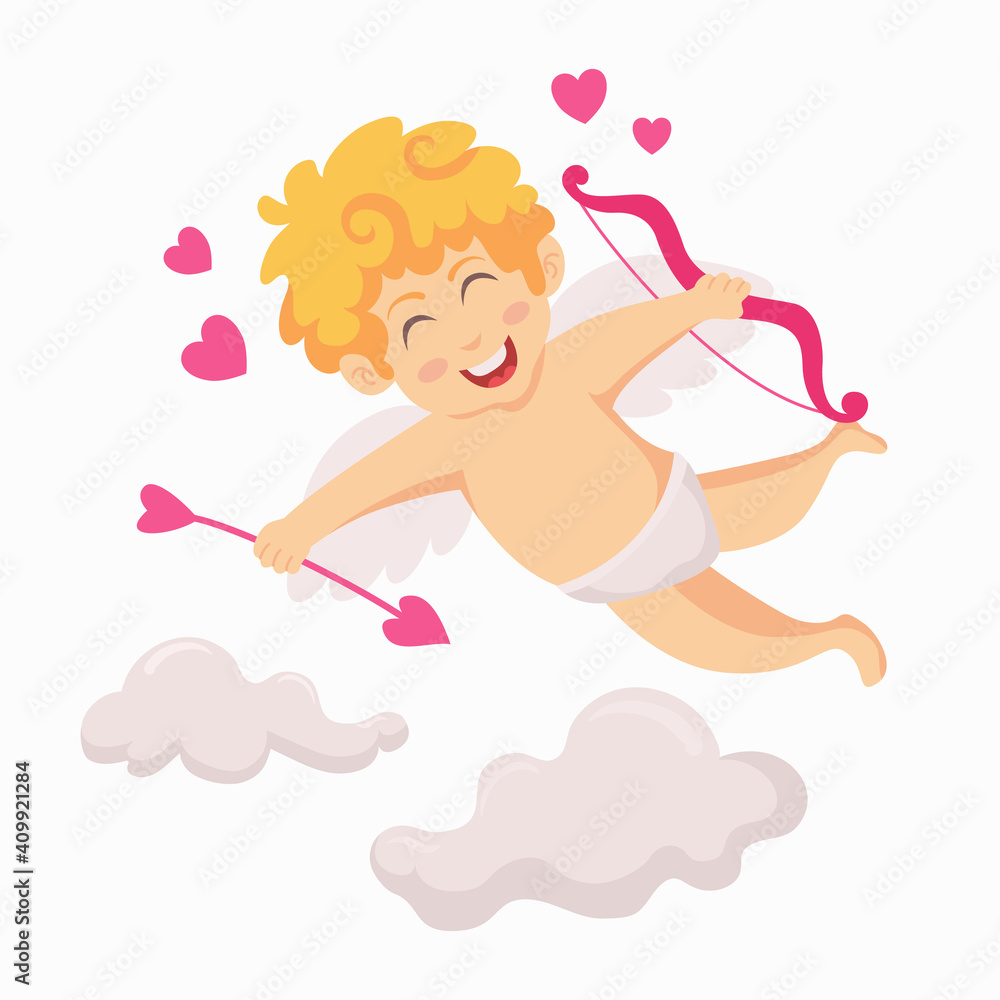 Cute cupid flying with arrows and bow vector illustration Cute cupid flying with arrows and bow vector illustration