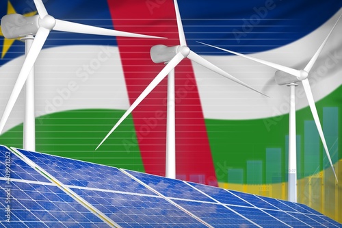 Central African Republic solar and wind energy digital graph concept - green natural energy industrial illustration. 3D Illustration