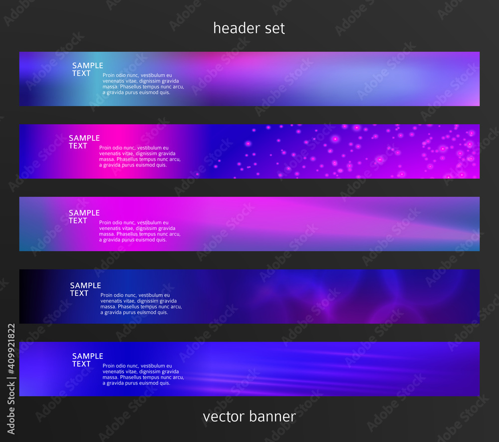 Set Design elements business presentation template. Vector illustration horizontal web banners background, backdrop abstract blurry form. EPS 10 for web buttons template, web site page presentation