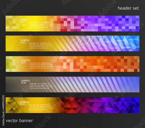 Set Design elements business presentation template. Vector illustration horizontal web banners background, backdrop abstract blurry form. EPS 10 for web buttons template, web site page presentation