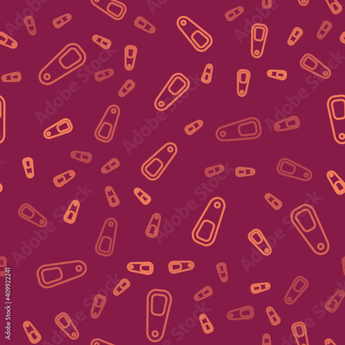 Brown line Pumice for feet icon isolated seamless pattern on red background. Foot cleaning. Skin beauty cosmetology leg care. Vector.