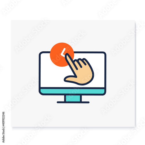 Real time interactive color icon. Live chat. Virtual medical consultation. Telehealth medical care. Telemedicine, health care concept. Isolated vector illustration
