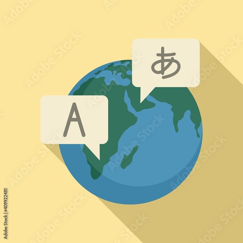 Global foreign language icon. Flat illustration of global foreign language vector icon for web design