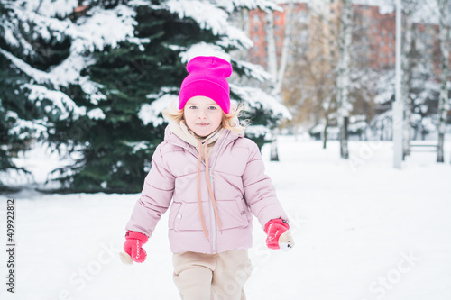 Beautiful little girl portrait in winter