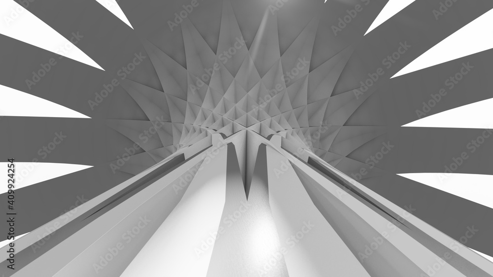 Naklejka premium Abstract architecture black and white background geometric pattern of design 3d render