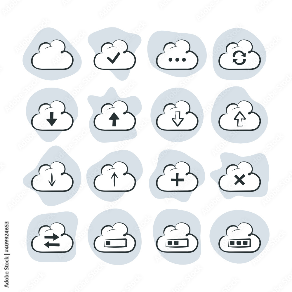 Cloud Upload Illustration Icon Set Cloud Upload Illustration Icon Set