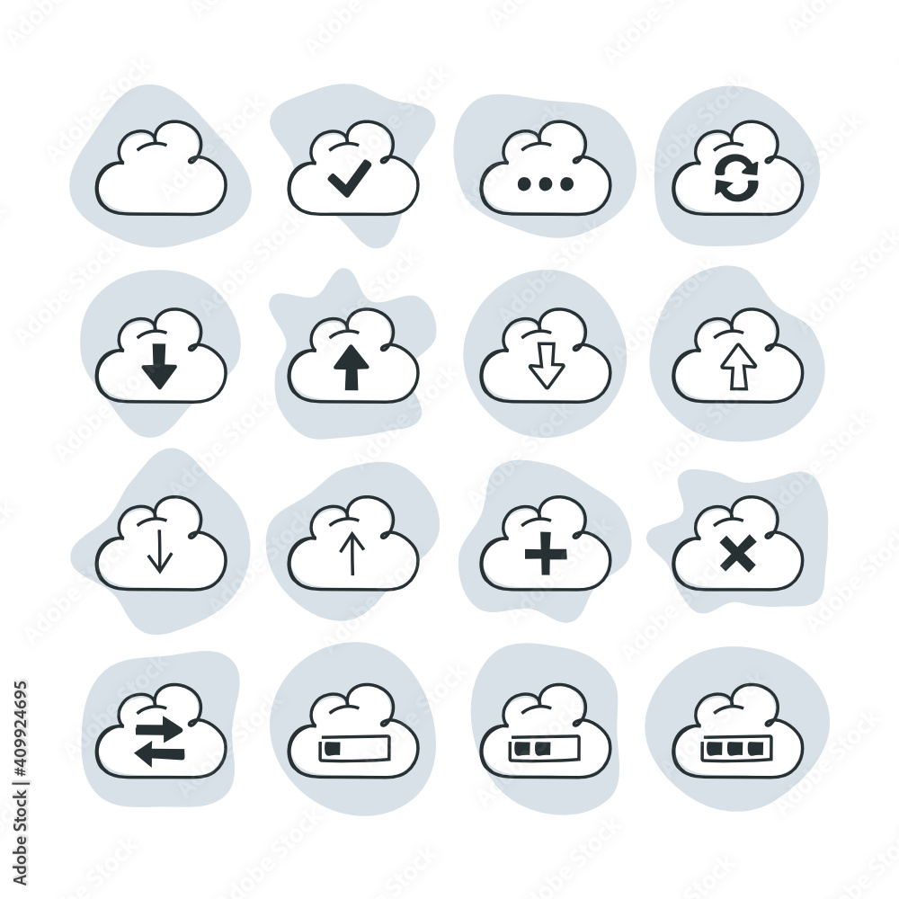 Cloud Upload Illustration Icon Set Cloud Upload Illustration Icon Set
