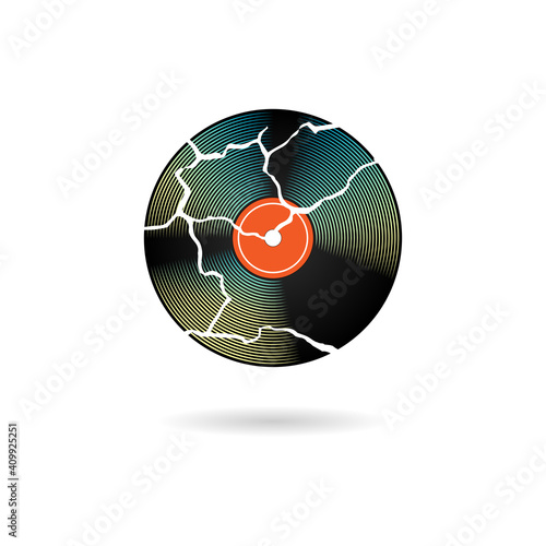 Vinyl record symbol cracked