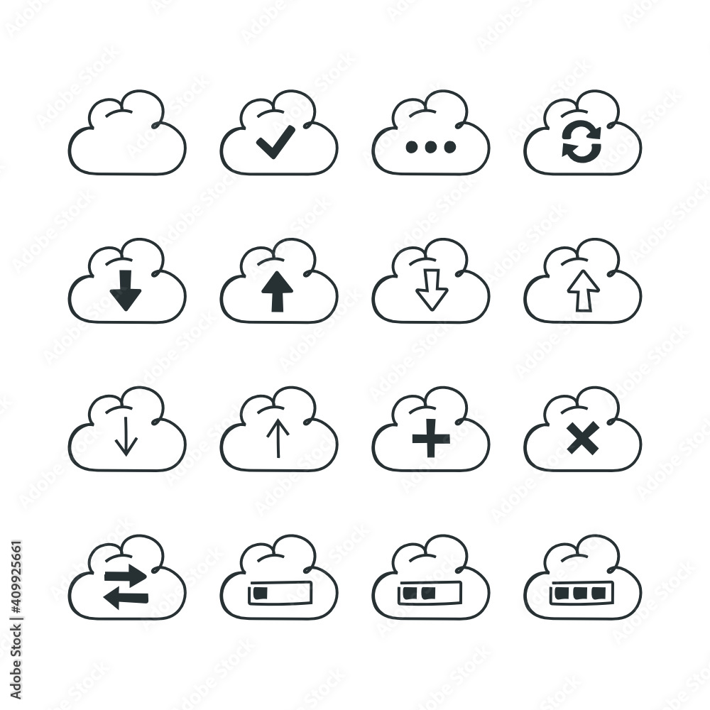 Cloud Upload Illustration Icon Set Cloud Upload Illustration Icon Set