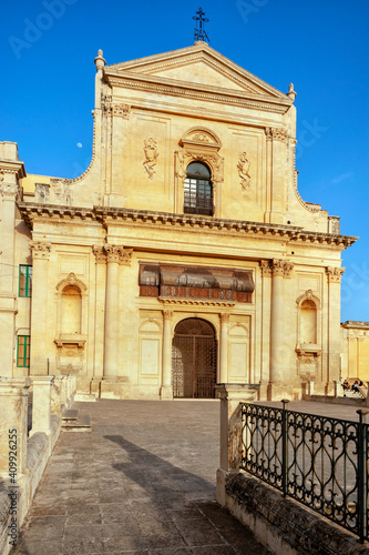 Noto, Syracuse district, Val di Noto, Sicily, Italy, Europe, facade of the Basilica of San Salvatore