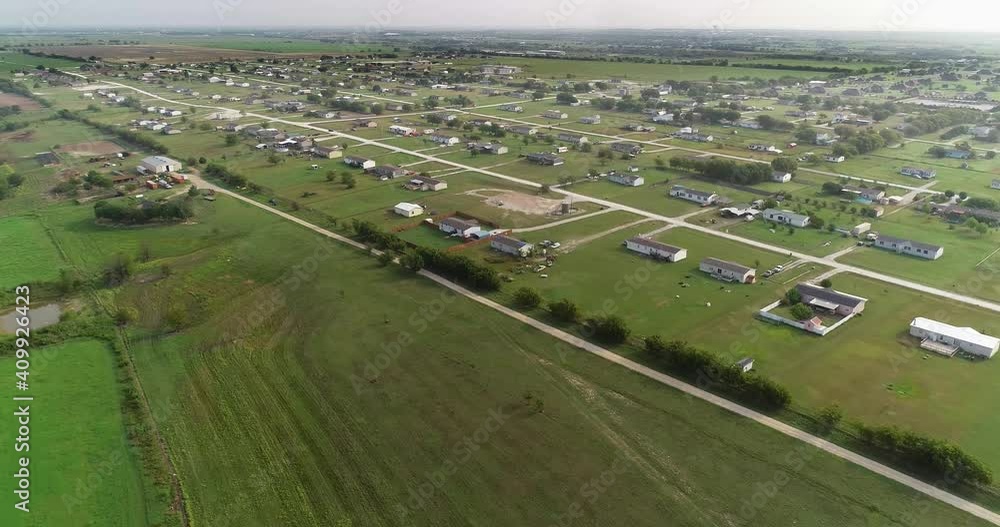 Aerial view of the town of DISH in Texas Aerial view of the town of DISH in Texas