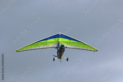 Ultralight airplane after take off	