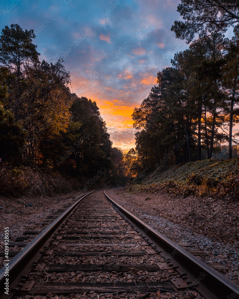 Fototapeta premium railway in the autumn