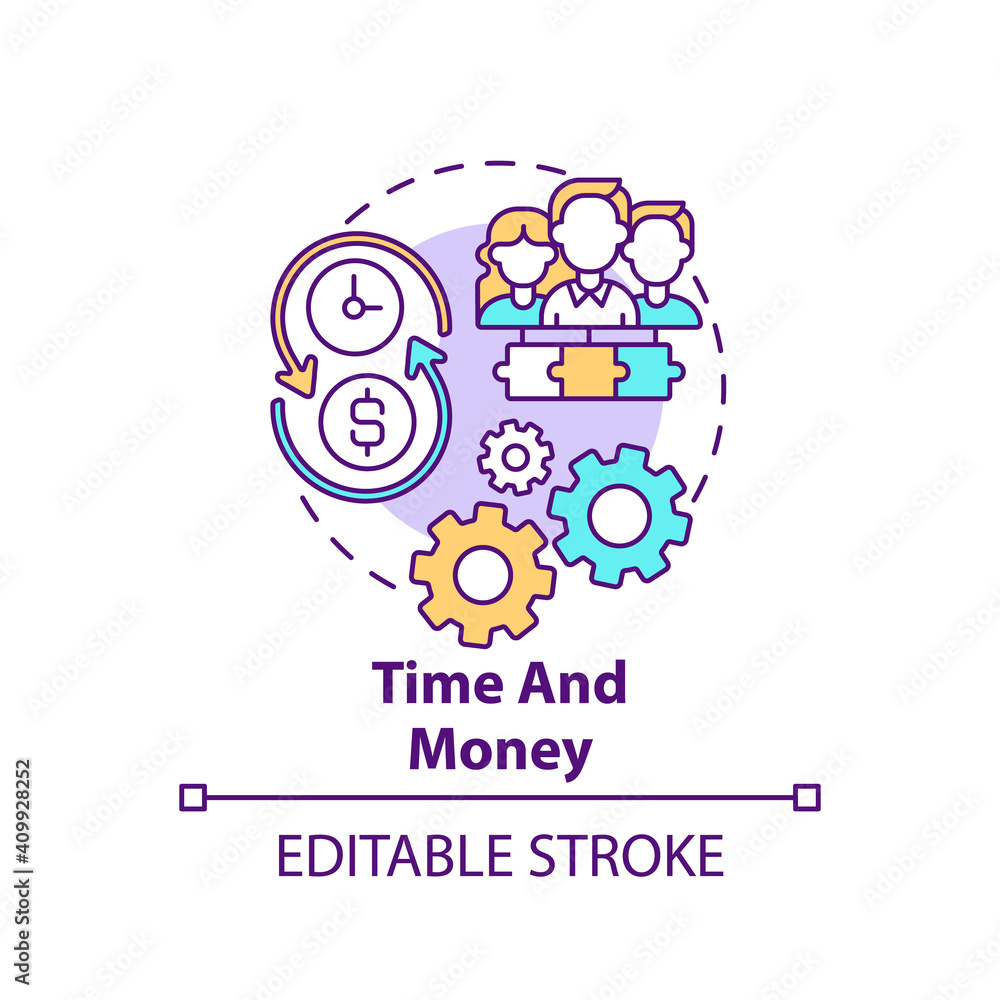 Time and money concept icon. Co-design idea thin line illustration ...