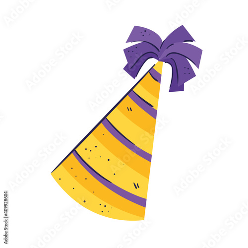 yellow birthday celebration hat icon vector illustration design