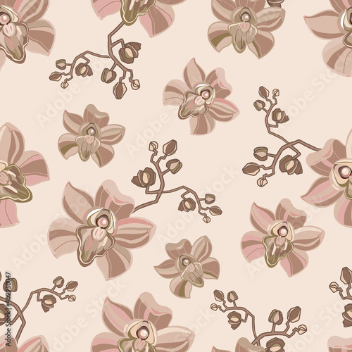 Floral seamless pattern on soft background. Seamless pattern can be used for wallpaper, pattern fills, web page background, surface textures. Vector illustration
