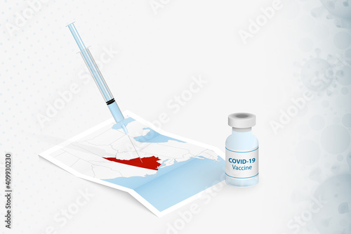 Virginia Vaccination, Injection with COVID-19 vaccine in Map of Virginia.