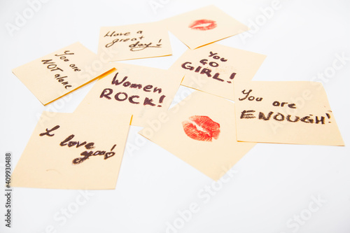 Handwritten inspirational notes empowering women