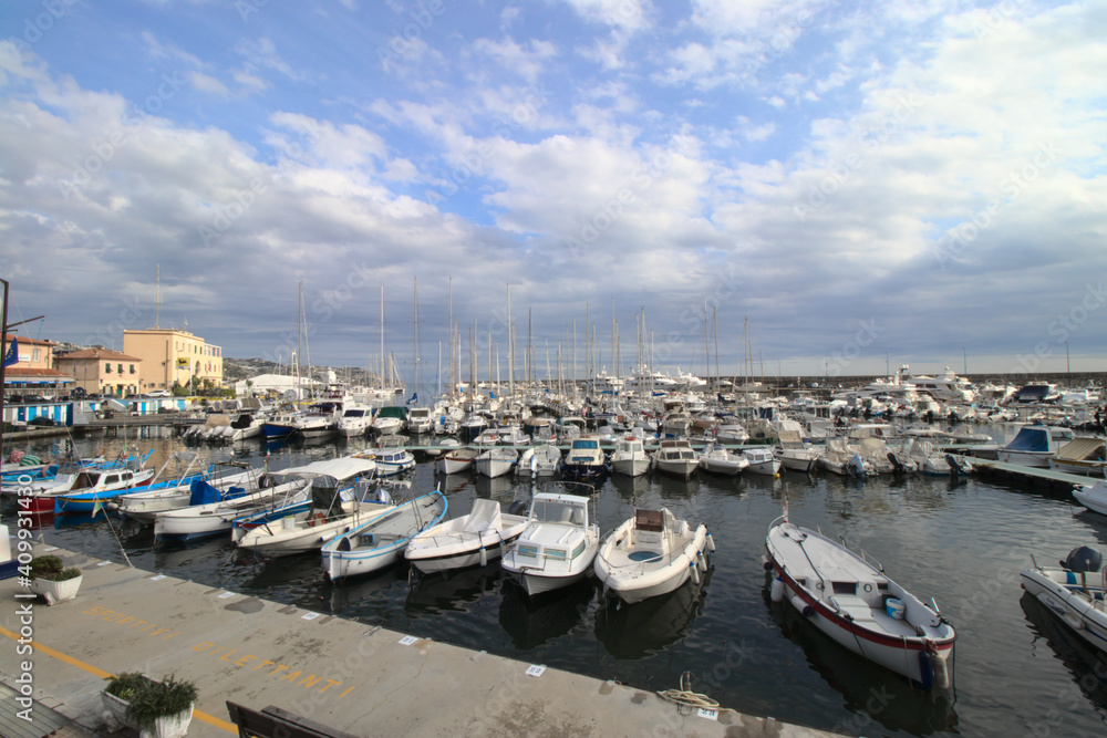 view on boats in a small port