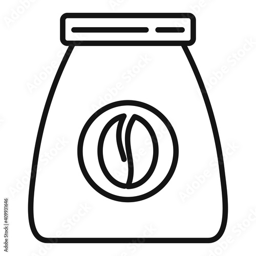 Coffee bean bag icon. Outline coffee bean bag vector icon for web design isolated on white background