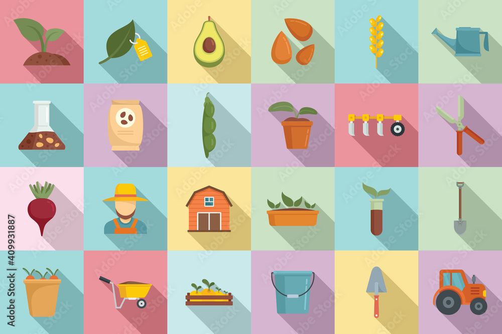 Agronomist icons set. Flat set of agronomist vector icons for web design Agronomist icons set. Flat set of agronomist vector icons for web design
