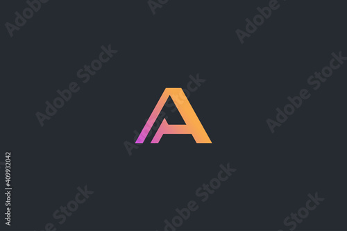 Futuristic Geometric Letter A Dark Background Logo Monogram Template