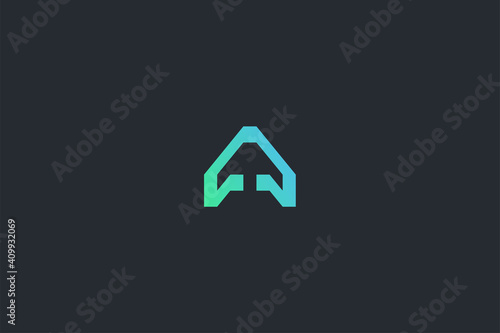 Futuristic Geometric Letter A Dark Background Logo Monogram Template