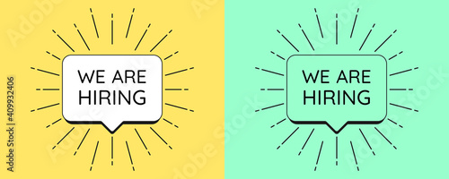 We are Hiring banner. Announcement of new hiring for social media