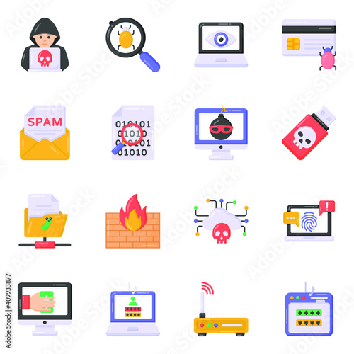 

Pack of Hacking Flat Icons 
