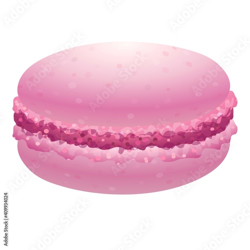 Pink macaroon icon. Cartoon of pink macaroon vector icon for web design isolated on white background