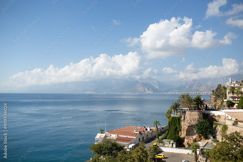 Beautiful summer view of Antalya harbor in Turkey