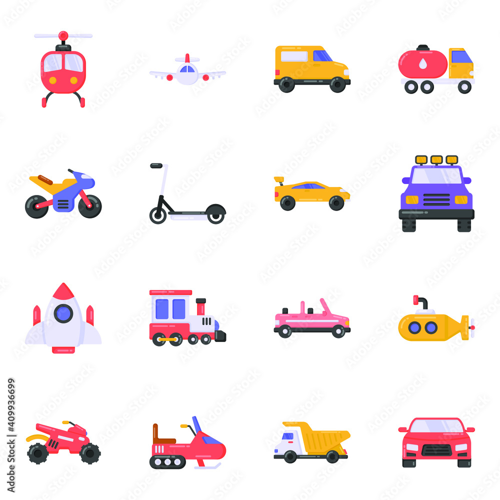 Pack of Vehicles Flat Icons
Pack of Vehicles Flat Icons