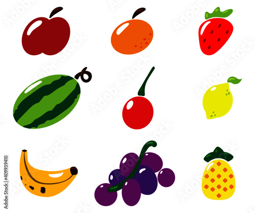 Um pacote de 9 ícones de fruta para uso genérico.