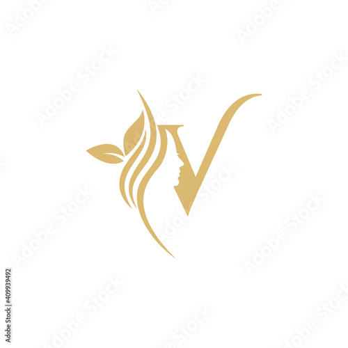V Vector Logo Design. Icon, Brand Identity, Monogram of Female Business and Industry on Decorative Fashion, Makeup, Lifestyle, Modern, Spa, Feminism, Lady, Cosmetics, Beauty