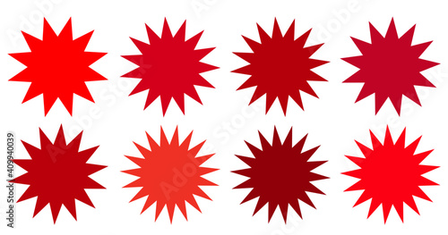 Set of vector starburst, sunburst badges. Collection blue different gradient color. Simple style Vintage labels. Design elements. Colored stickers. Vector illustration eps10 of types and colors icon