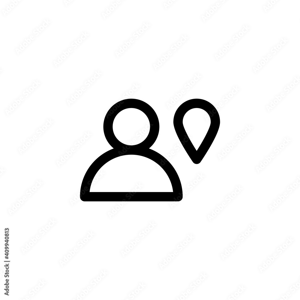 User location pin icon in outline style. Icon for user management. User location pin icon in outline style. Icon for user management.