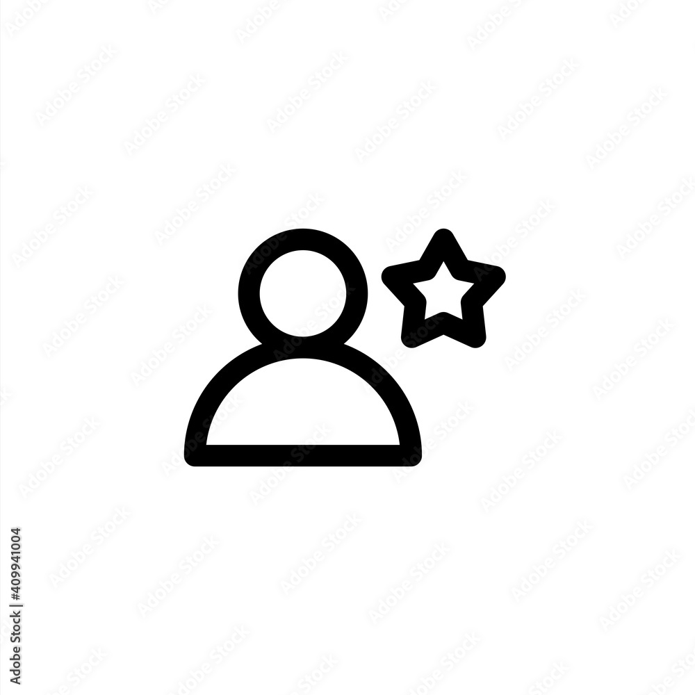 Starred user icon in outline style. Icon for user management. Starred user icon in outline style. Icon for user management.