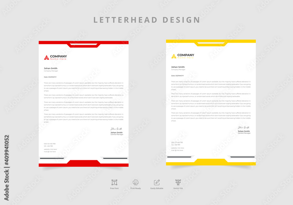Corporate stationery business identity design with letterhead template and Vector