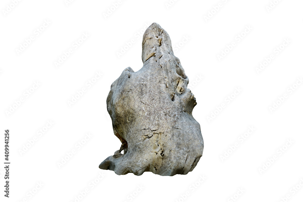 Obraz premium Strange marble rock for decoration. A big stone isolated on white background.