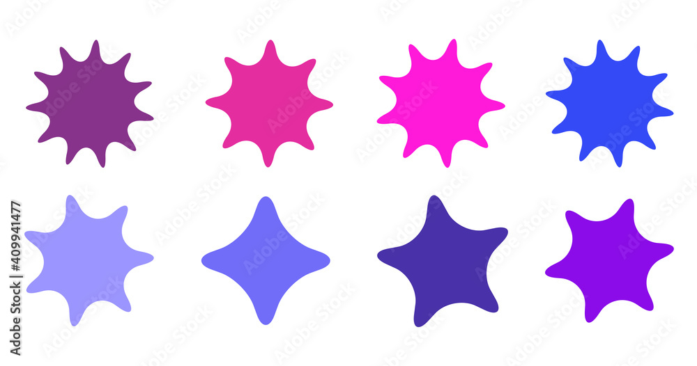 Set of vector starburst, sunburst badges. Collection blue different gradient color. Simple style Vintage labels. Design elements. Colored stickers. Vector illustration eps10 of types and colors icon Set of vector starburst, sunburst badges. Collection blue different gradient color. Simple style Vintage labels. Design elements. Colored stickers. Vector illustration eps10 of types and colors icon