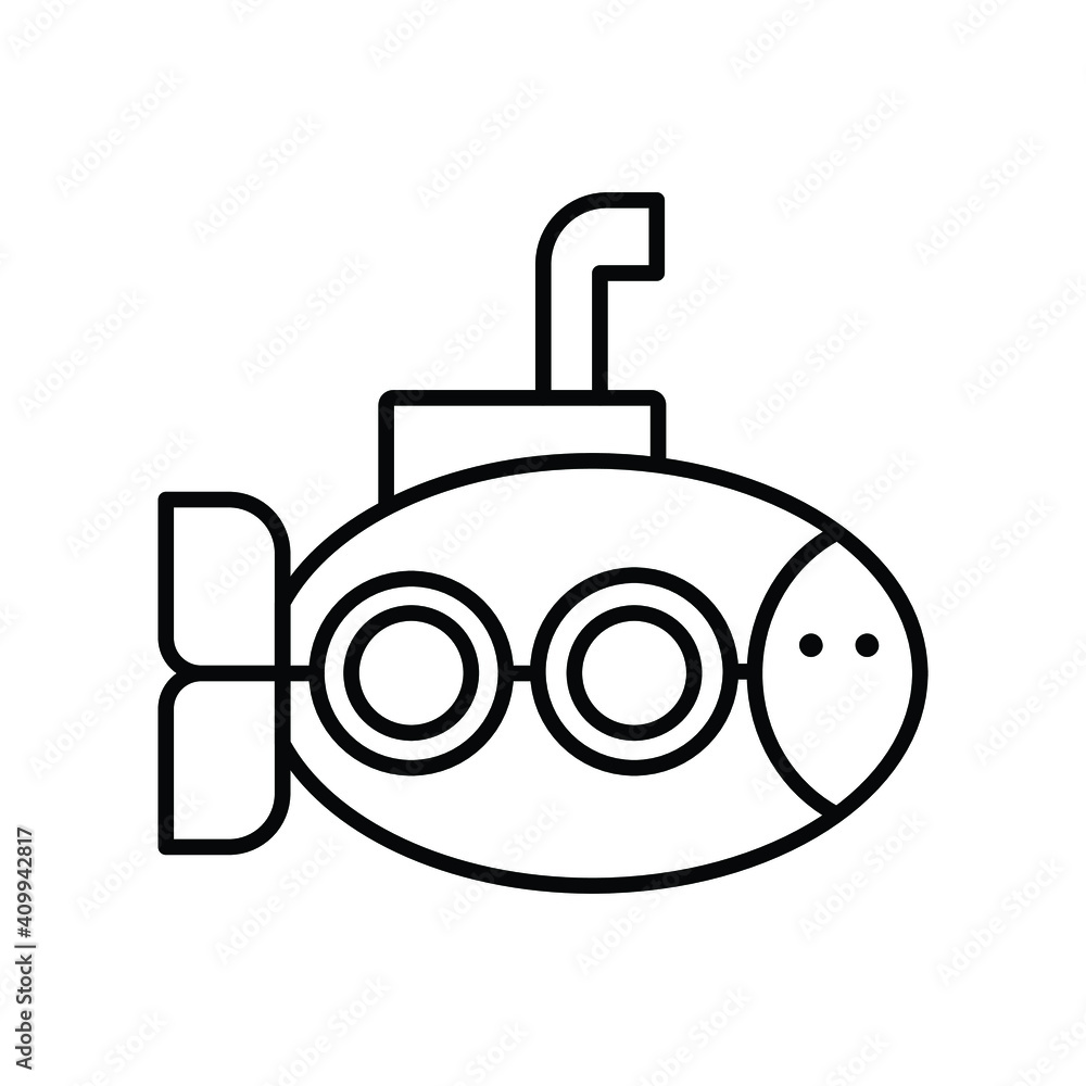 Submarine Cartoon illustration line icon Submarine Cartoon illustration line icon